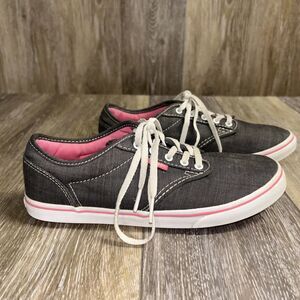 Vans Off the Wall Gray Pink White Low Top Skateboard Shoes Womens US Size 6.5